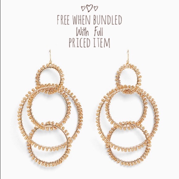 GOLD-TONE BEADED CIRCLE STATEMENT EARRINGS